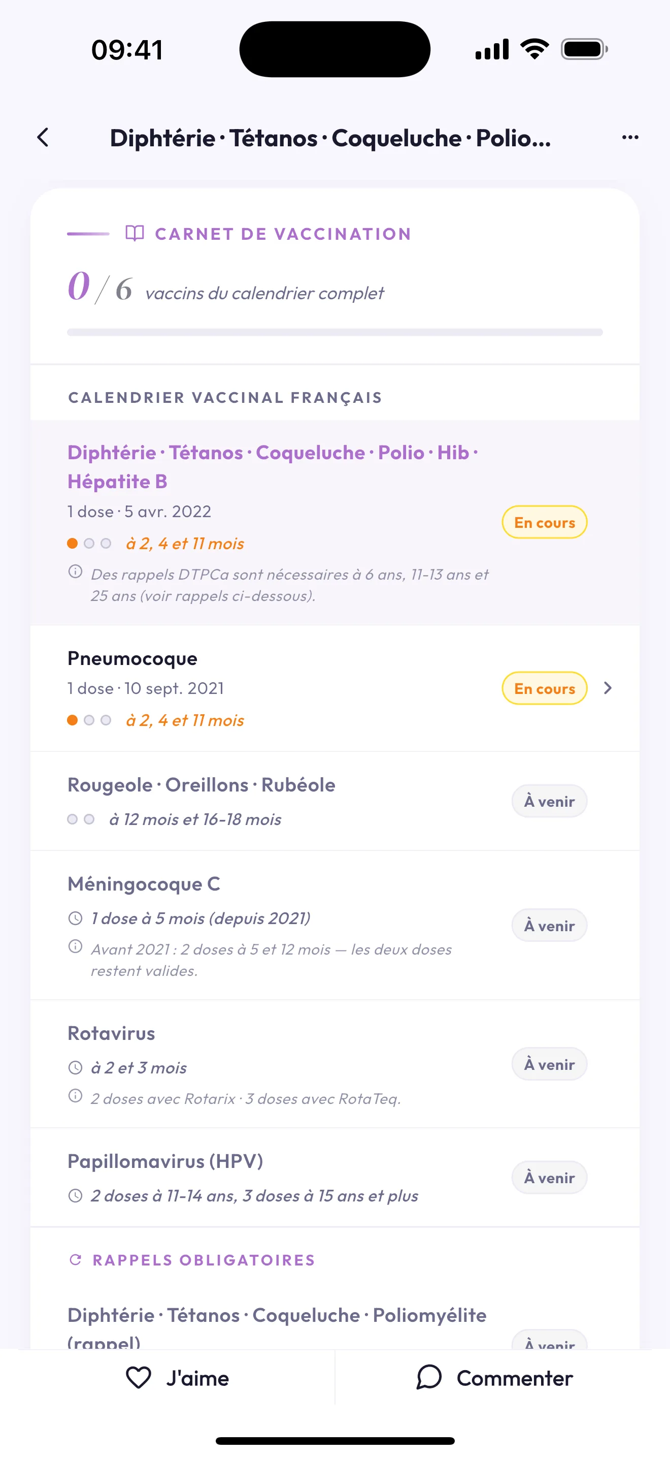 Détail d'un rendez-vous médical dans Tenderkid
